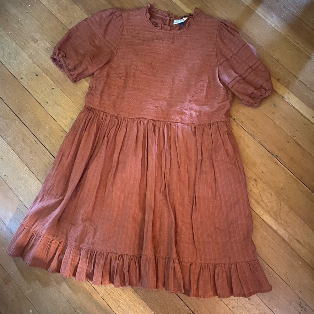 Universal Thread Rusty Orange Brown Ruffle Puff S… - image 1